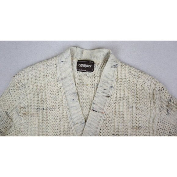 CAMPUS STUDIO ONE - VINTAGE MEN'S BEIGE CARDIGAN SWEATER - SIZE XL - Picture 6 of 11